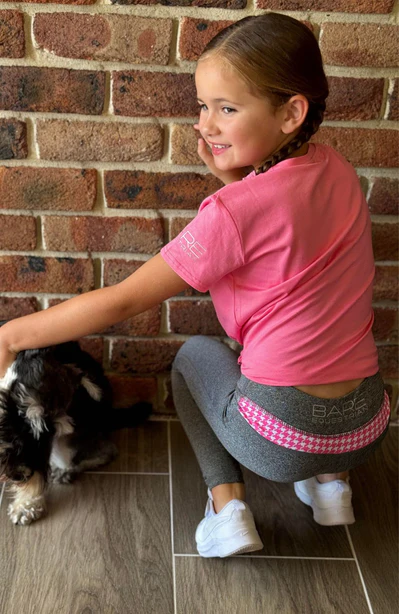 Bare Babes Tights - Grey with Pink Houndstooth - Image 3