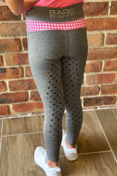 Bare Babes Tights - Grey with Pink Houndstooth