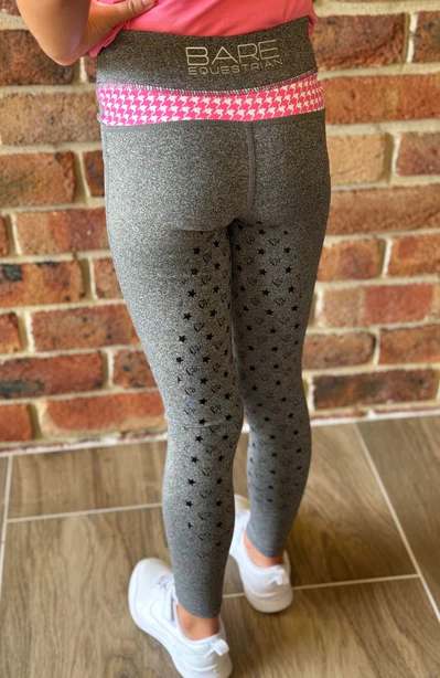Bare Babes Tights - Grey with Pink Houndstooth