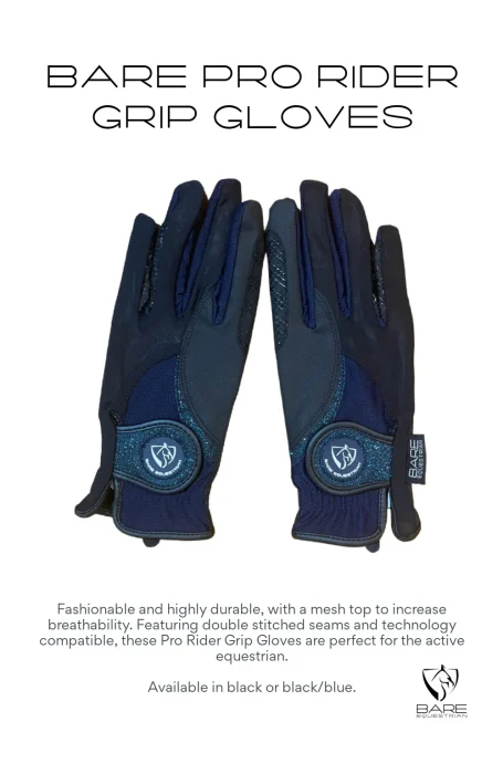 Bare Pro Rider Mesh Grip Gloves - Blue & Black