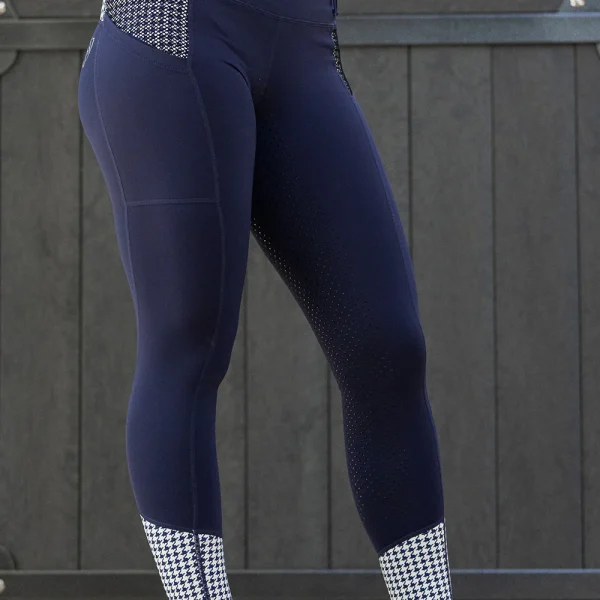 Bare Performance Riding Tights - Navy Houndstooth