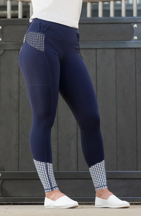 Bare Performance Riding Tights - Navy Houndstooth