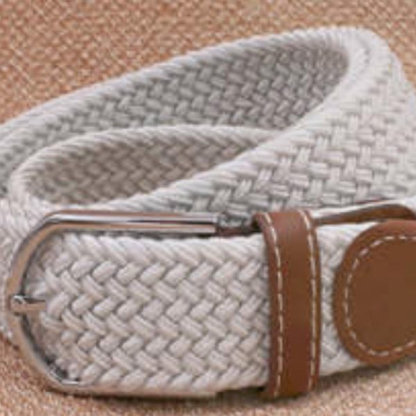 Ladies Stretch Braided Belt - White - Medium