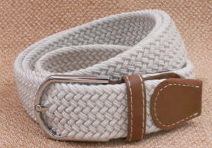 Ladies Stretch Braided Belt - White - Medium