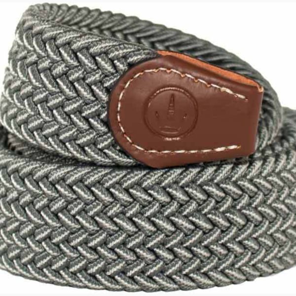 Ladies Stretch Braided Belt - Alloy & White - Small