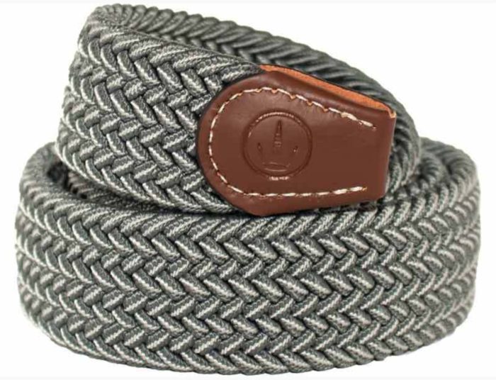 Ladies Stretch Braided Belt - Alloy & White - Small
