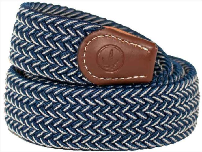 Ladies Stretch Braided Belt - Navy & White - Medium