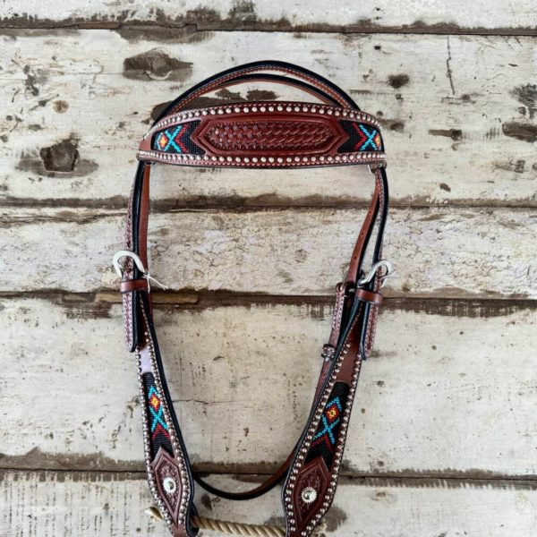 Showman Beaded Bridle Teal & Black