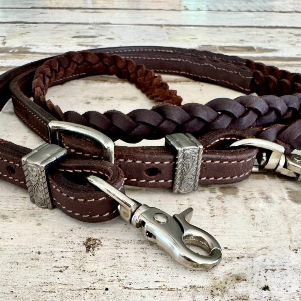 Ruby Rose Plaited Barrel Reins Brown