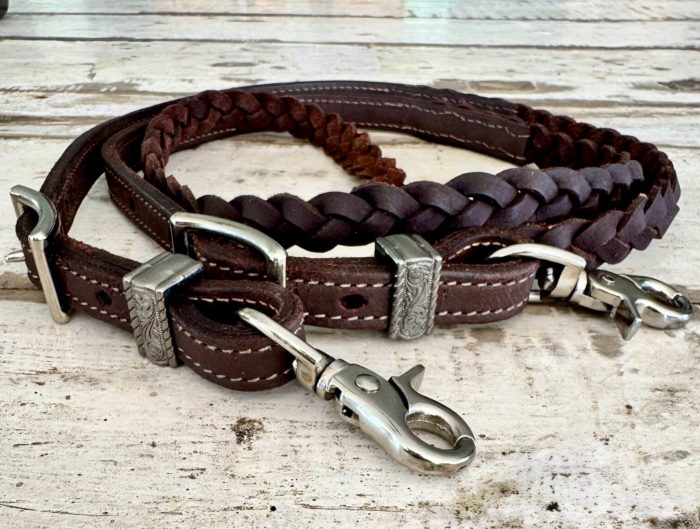 Ruby Rose Plaited Barrel Reins Brown