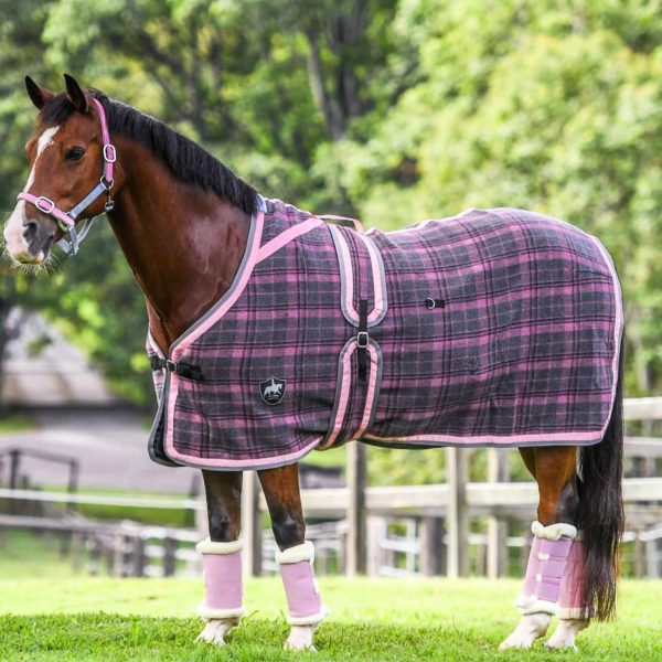 Gala Blush Pink & Grey Check Kersey Wool Rug 6’3