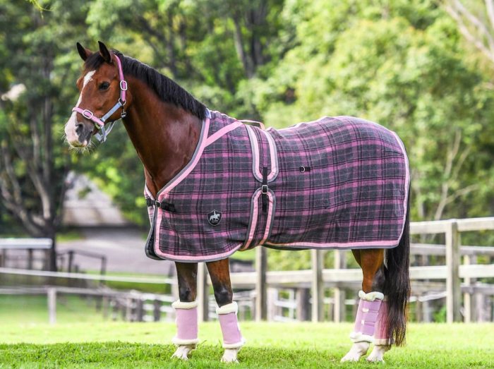 Gala Blush Pink & Grey Check Kersey Wool Rug 6’3