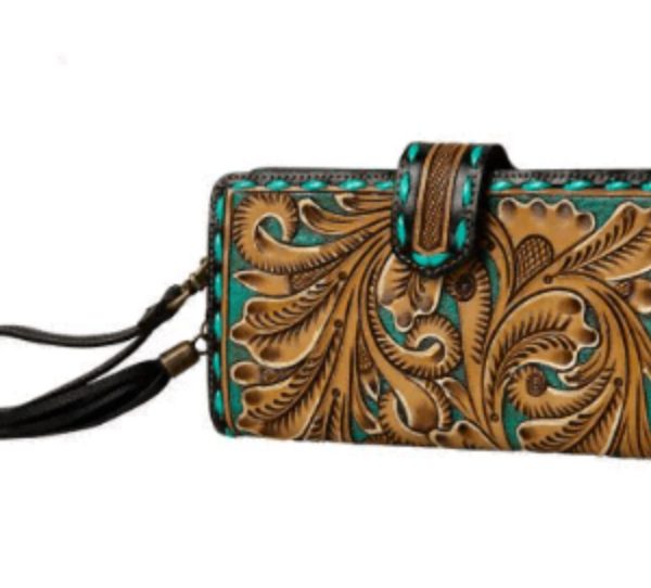 Western Swing Tooled Wristlet Wallet