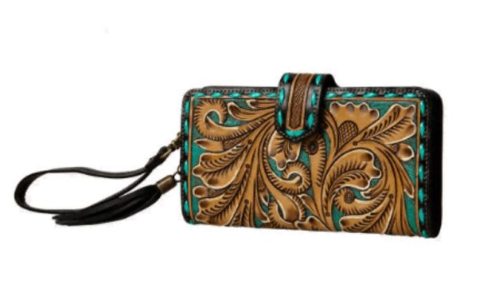 Western Swing Tooled Wristlet Wallet
