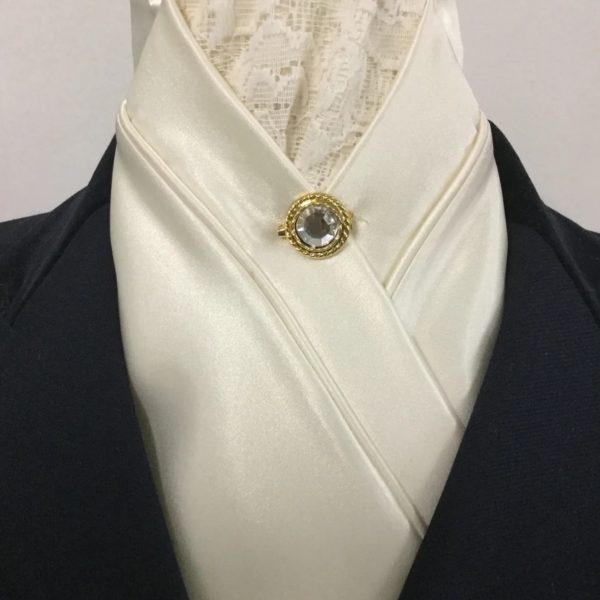 HHD Cream Satin & Vintage Lace Pretied Stock Tie