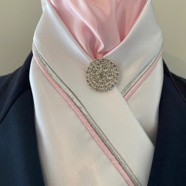 HHD White Satin Custom Pretied Stock Tie Baby Pink