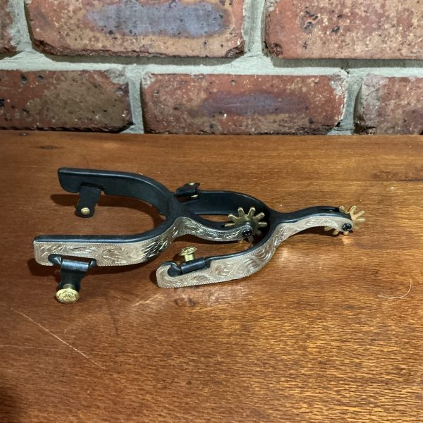 Campdraft Spur/Lip Silver Engraved Trim on Black